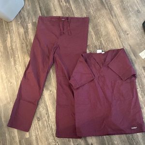Burgundy Maroon Landau Scrub Set NWOT